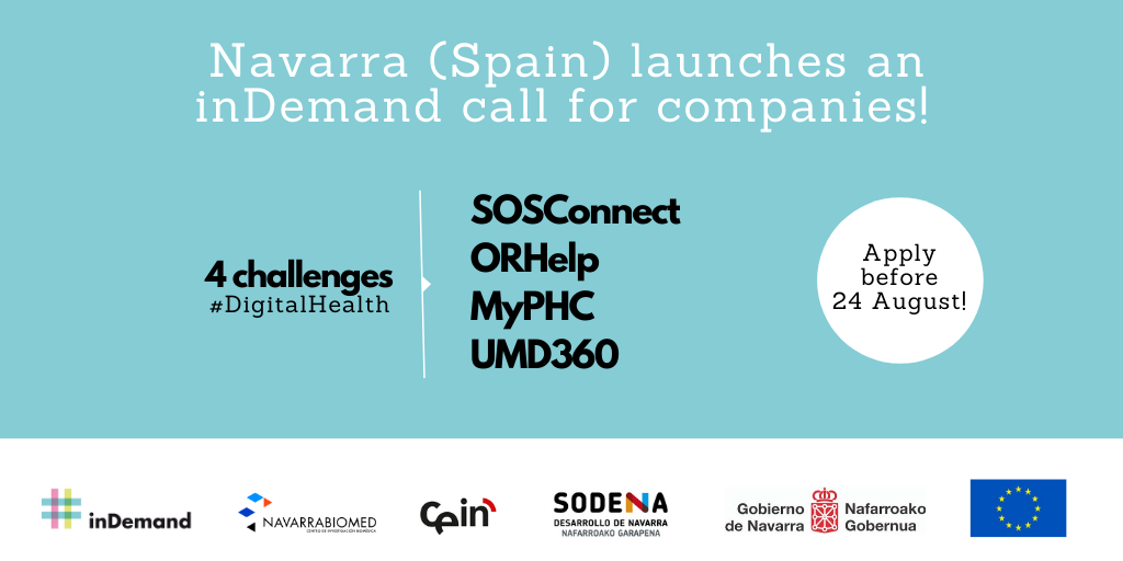 inDemandHealth's tweet photo. 📢New open call! #Navarra (Spain) launches a call for companies to solve 4⃣ healthcare challenges. Get up to €30,000 to co-create a #DigitalHealth solution hand in hand with healthcare professionals.
🗓️Apply before 24 August! #inDemandCommunity https://t.co/Az2wnxqyg6 https://t.co/6IqMNY2w2g