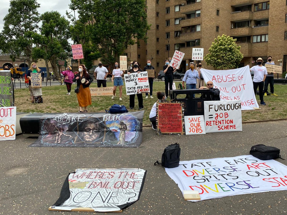 PCSCultureGroup's tweet photo. Today the press is being welcomed back to @Tate Modern, but the workers from #Tate Enterprise working in shop &amp; cafés won't be: instead they'll be made redundant! Culture bail out money should save jobs! #CulturevsCovid https://t.co/custyXB3Pp