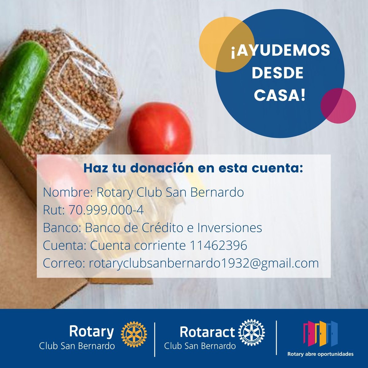 Apoyanos a ayudar a 50 familias de la #EscuelaEspña de #SanBernardo te necitamos #URGENTE #Solidaridad juntos estamos tu, @Rotaractsanbernardo <a href="/rotaryclubsnbdo/">Rotary Club San Bernardo</a> #SanBernardoDeChile