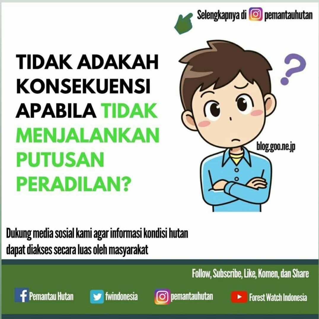 Sebagai negara hukum harus taat dengan keputusan hukum yang ditetapkan,namun ketika <a href="/atr_bpn/">Kementerian ATR/BPN</a> mengabaikan putusan peradilan <a href="/MahkamahAgung/">Mahkamah Agung RI</a> . 

Apakah tidak ada konsekuensi nya pak <a href="/mohmahfudmd/">Mahfud MD</a> ?

<a href="/GreenpeaceID/">Greenpeace Indonesia</a> 
<a href="/walhinasional/">WALHI</a> 
<a href="/MongabayID/">Mongabay Indonesia</a> 
<a href="/sawit_watch/">Sawit Watch</a> 
<a href="/InfoSPKS/">Serikat Petani Kelapa Sawit (SPKS)</a> 
<a href="/KaoemTelapak/">Kaoem Telapak</a>
