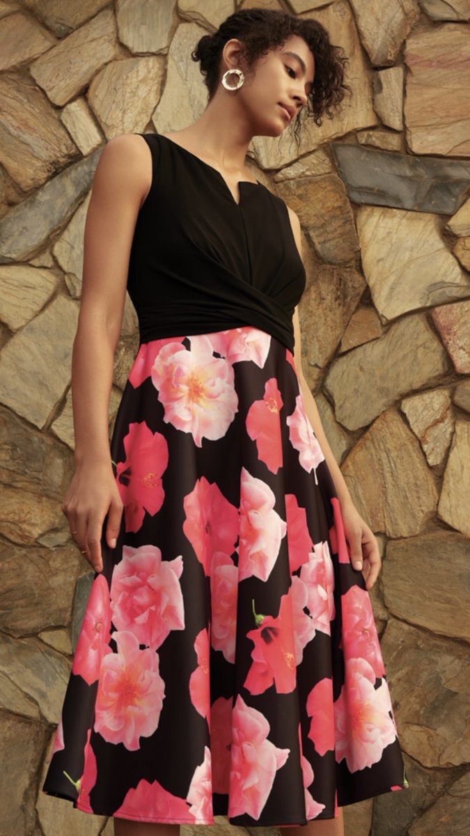 Joseph Ribkoff Poppy midi length Dress in comfortable easy care stretch fabric. Quote 30%off summer bonkersfashions.co.uk.      #redforruth