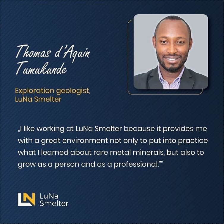 LuNa_Smelter's tweet photo. Meet Thomas  - Exploration geologist at LuNa Smelter.
#Rwanda #LunaSmelter

„I like working at LuNa Smelter because it provides me with a great environment not only to put into practice what I learned about rare metal minerals, but also to grow as a person and as a professional.” https://t.co/wZMWtlXTuH