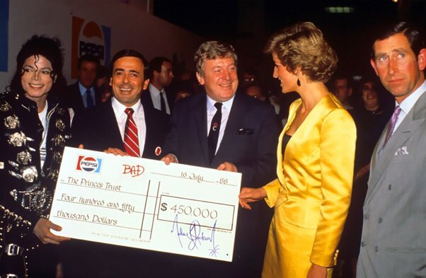 In 1988 Michael Jackson met with Princess Diana and Prince Charles And he donated $450,000 to the Princes Trust - a charity focusing on helping young adults with jobs, training & education.