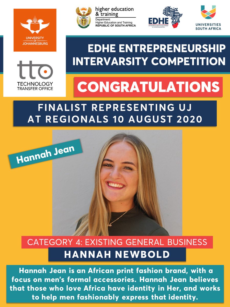 go2uj's tweet photo. Meet the Studentpreneurs with Existing General Businesses that will represent UJ at the Regionals of the EDHE Entrepreneurship Intervarsity Competition. @StudentEntrepreneurship @EDHEStudents 
#UJTTO #EDHEIntervarsity #Studentpreneur https://t.co/DT3Yyh0xGZ