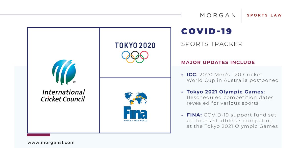 UPDATE: COVID-19 Sports Tracker. Major updates from the ICC, Tokyo 2021 and FINA. Click here for the latest information and more - bit.ly/37EBdK9