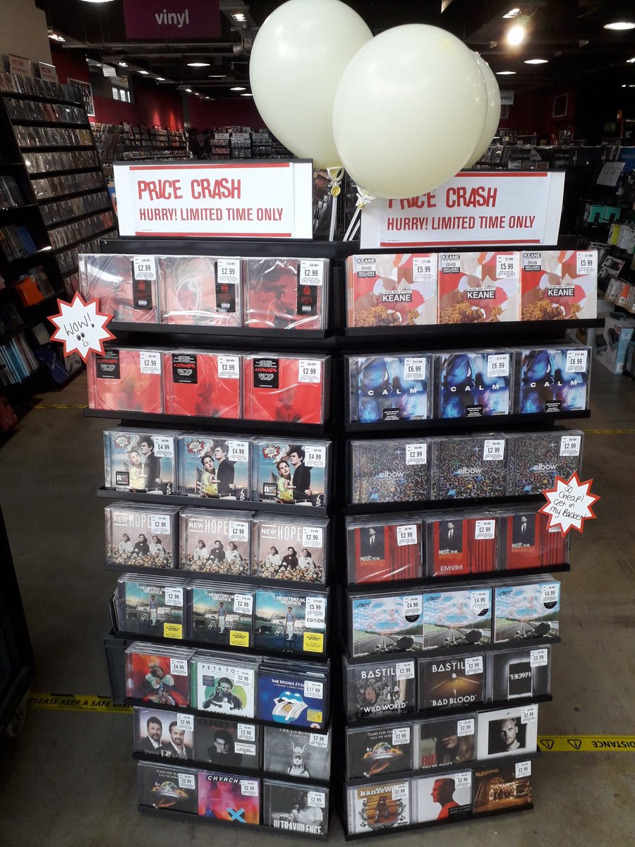 hmvColchester's tweet photo. Unbelievable prices on some of our recent releases, swing by and check out these beauties and many many more #hmvisopen #getinmybasket #cheapaschips #hmvcolchester @hmvtweets @CulverSquare Lesley and Sam's favourites here are @LewisCapaldi @bastilledan @JColeNC @ChemBros https://t.co/IzNllzmv2a