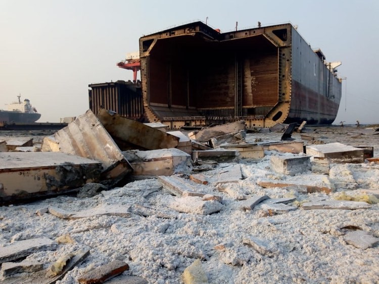 Shipbreaking is the process by which an end-of-life vessel is broken up for scrap. More than 70% of the approximately 800 vessels reaching the end of their operating lives annually are broken up using the “beaching” method in South Asia 3/16