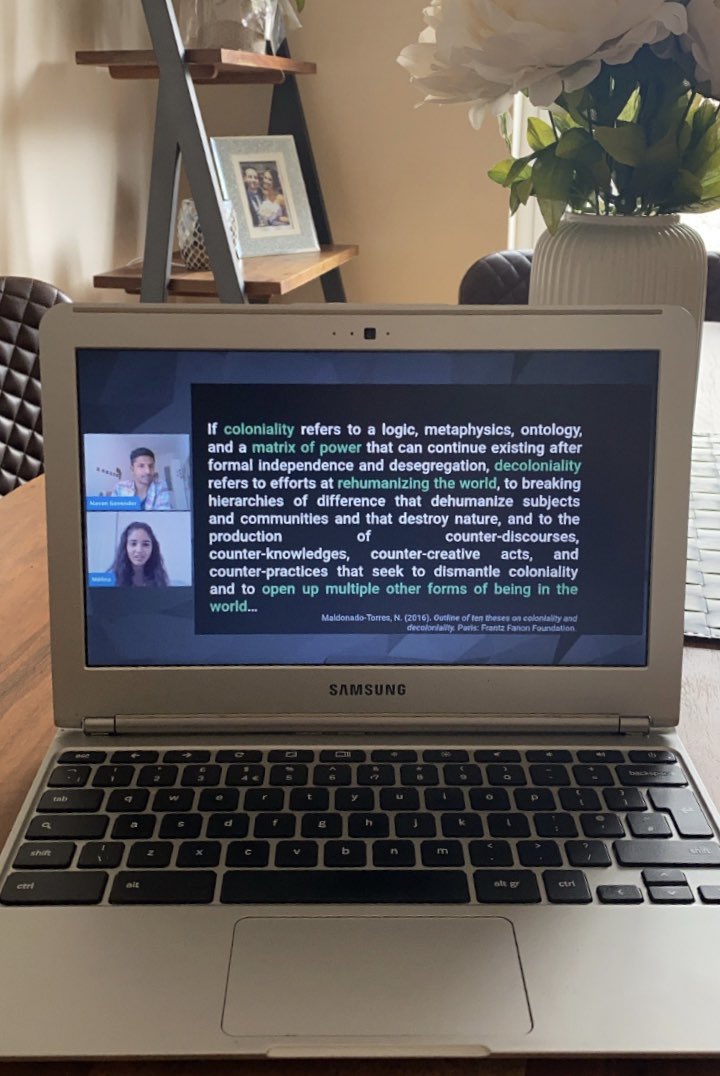 thank you @navangovender1 @ @AntiRacistEd for a great webinar 😊 ‘decoloniality refers to efforts at rehumanizing the world’ 🧡🌍 #SATEdecolonisation #EnglishScotland #StrathNQT