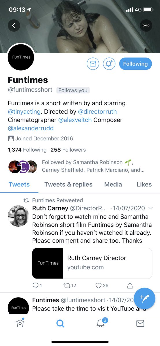 One of the best shorts I’ve seen all year. My friend Samantha Robinson (<a href="/TinyActing/">Samantha Robinson 🌱 she/her.</a>) writes and stars and @DirectorRuth - who I finally got to work with earlier this year - directs. Have a watch. YouTube link <a href="/funtimesshort/">Funtimes</a> 9 mins of toe curling drama! WATCH WATCH WATCH 😊