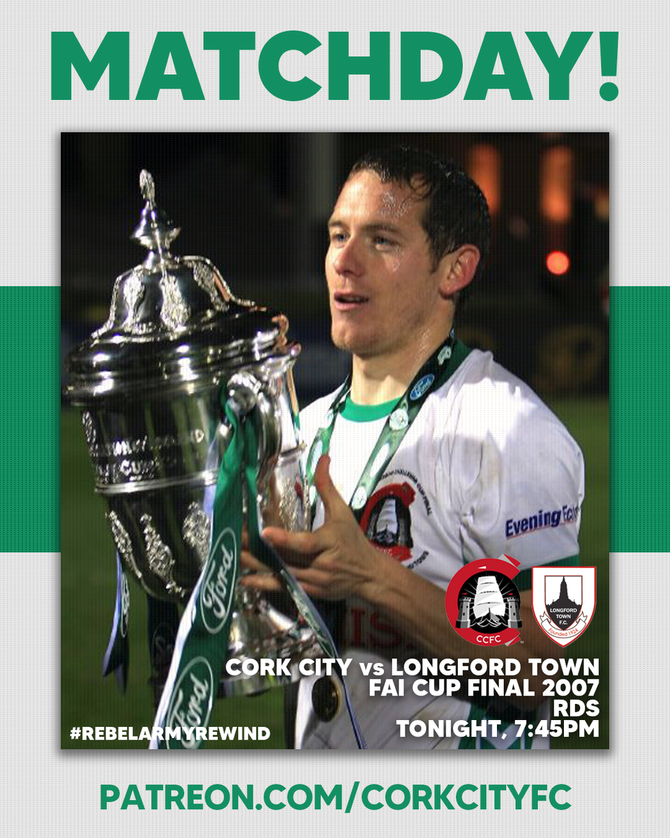 CorkCityFC's tweet photo. IT’S #RebelArmyRewind MATCHDAY!!

🆚 Longford Town
📅 2007
🏆 FAI Cup Final
⌚ 7:45PM

Sign up now to watch along!  ➡️ https://t.co/pcQc6cJ8ZJ

#CCFC84 https://t.co/zDNtGCGu43