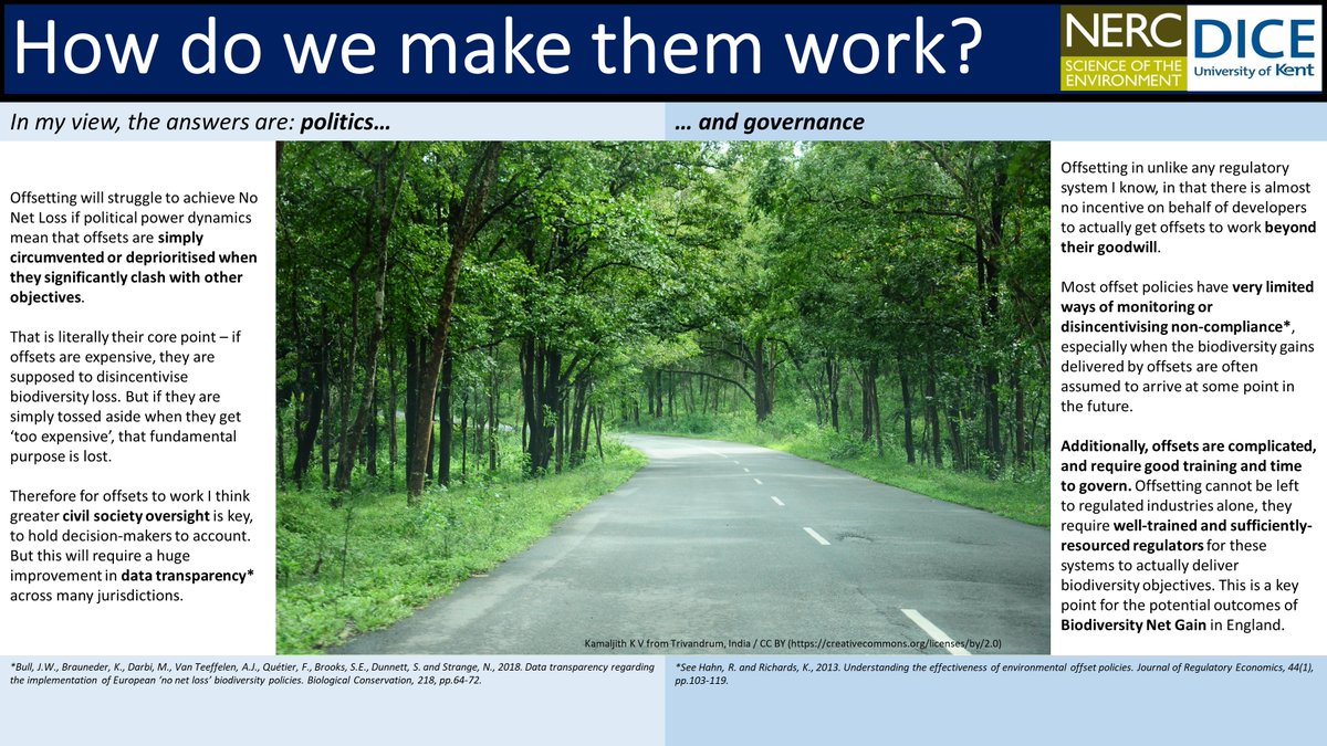 To make offsets work, real answer lies in the tough stuff: governance & politics. Offset governance is often woeful. We need data transparency, ANY enforcement of offset biodv outcomes AT ALL, more civil society oversight, compliance with biodv financial safeguards.  #DICECON20 /6