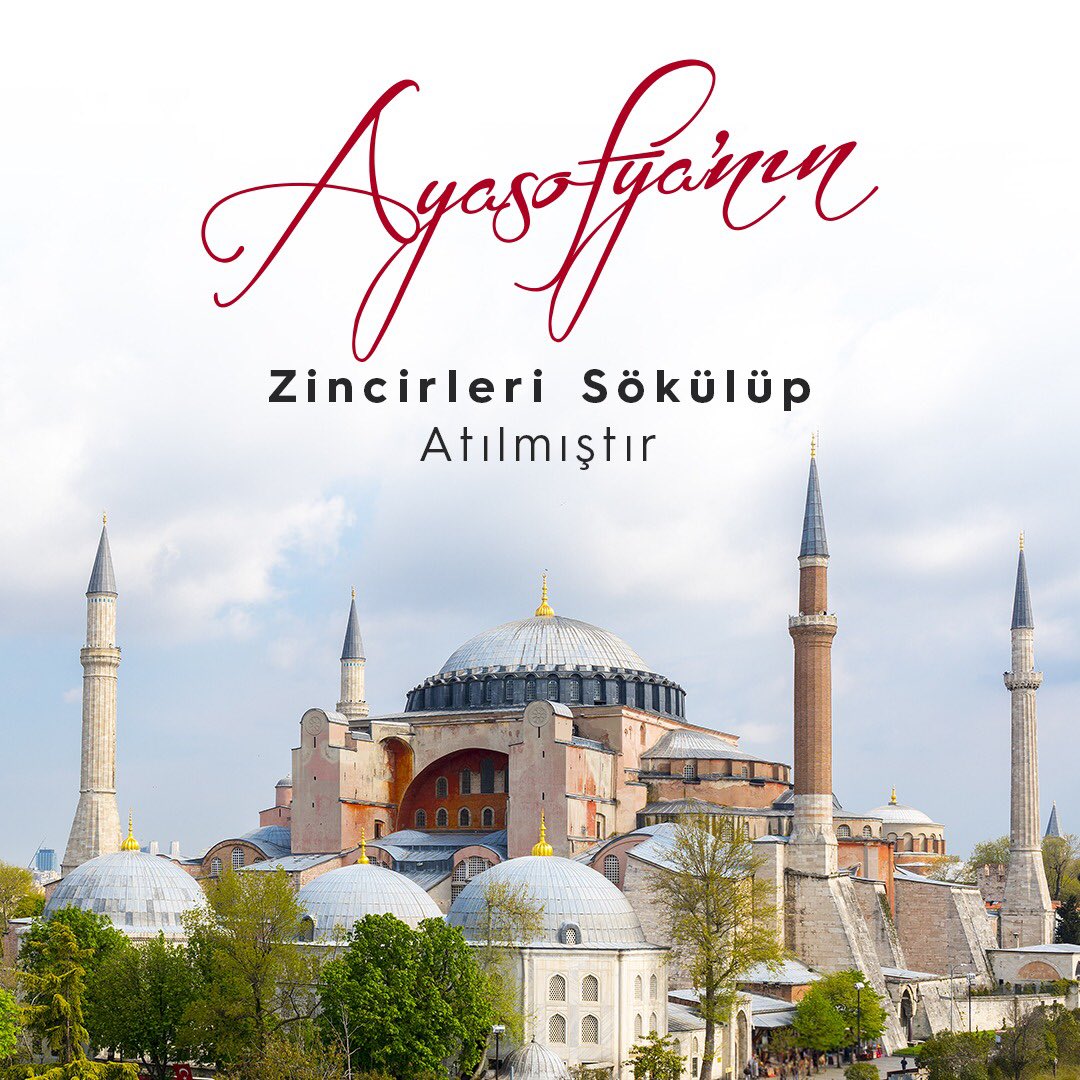 #AyasofyaiKebirCamiiSerifi
#AyasofyaCamii 
Gurur doluyuz, Ecdadımıza karşı başımız dik olacağız artık!