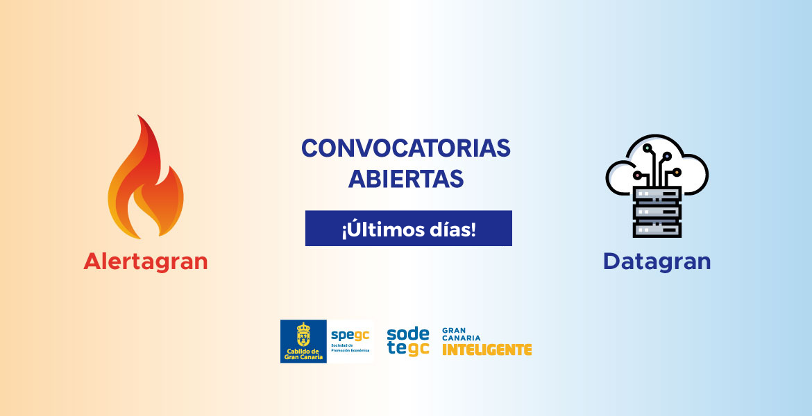 SPEGC's tweet photo. ⏰ ¡Últimos días! El 29 de julio se cierra el plazo de las convocatorias para la licitación de #Alertagran y #Datagran, los proyectos de #GranCanariaInteligente para la simulación de incendios forestales y la gestión de datos.

👉 https://t.co/mXPkBNjCU2 https://t.co/wCp1FBVKZh