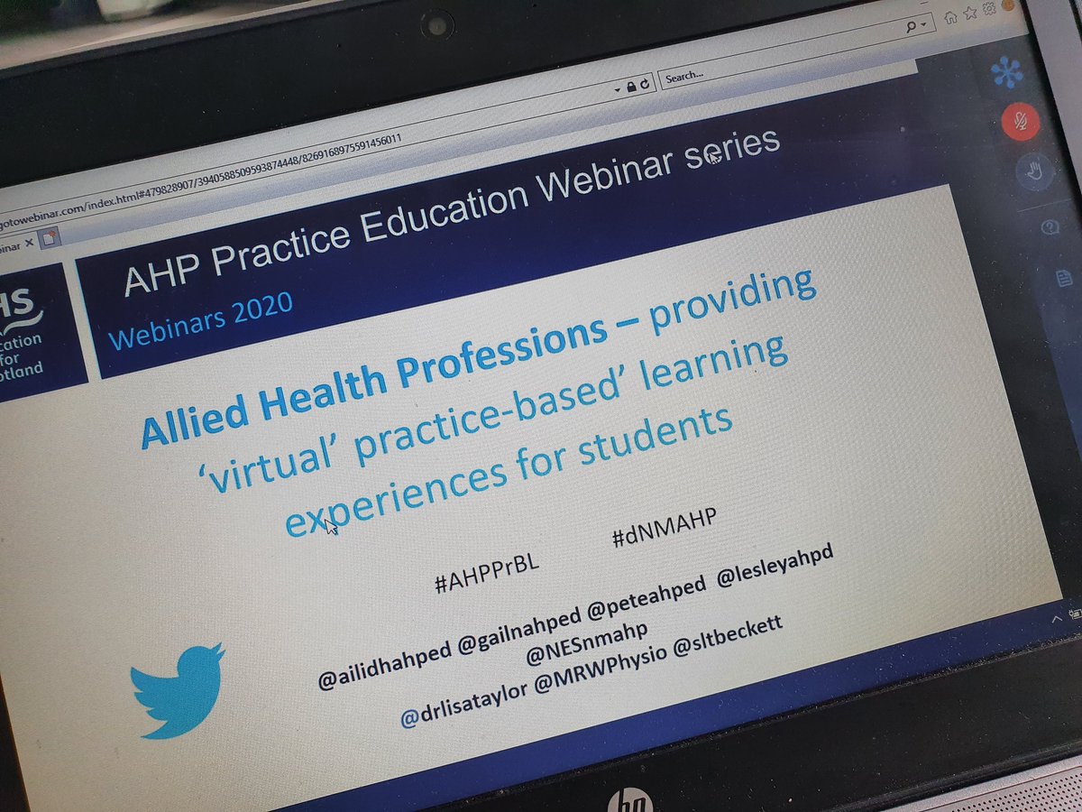 Looking forward to hearing about people's experiences and exploring new ways of working to facilitate student placements #AHPPrBL #dnmahp