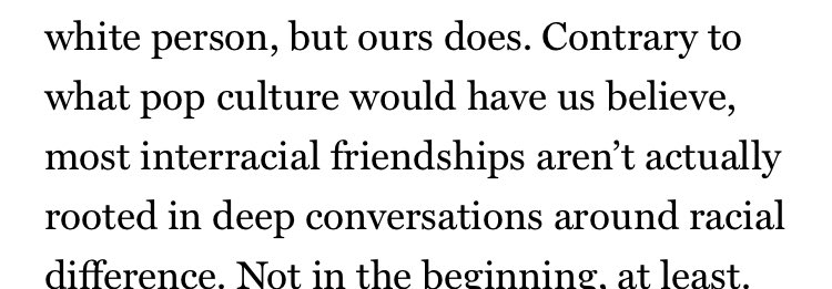 Interesting to me because of how *wildly* different from my experience of friendship it is. The pictured line was most revealing, as I had no idea what it was referring to so I guess this is a very different culture from mine. It all sounds exhausting! https://www.thecut.com/amp/2020/07/book-excerpt-big-friendship-by-aminatou-sow-ann-friedman.html?__twitter_impression=true