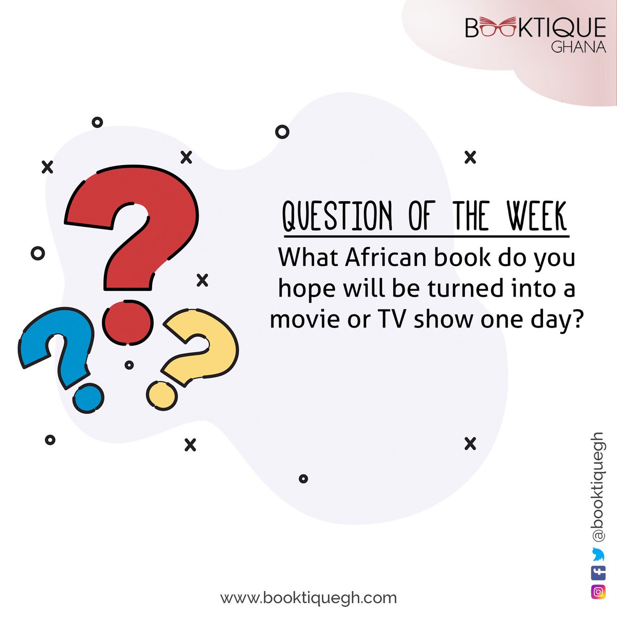 Question of the week:
What African book do you hope will be turned into a movie or TV show one day?
#bookstagram #bookish #booktiquegh #ghanabookstore #africanbookstore #readingcommunity