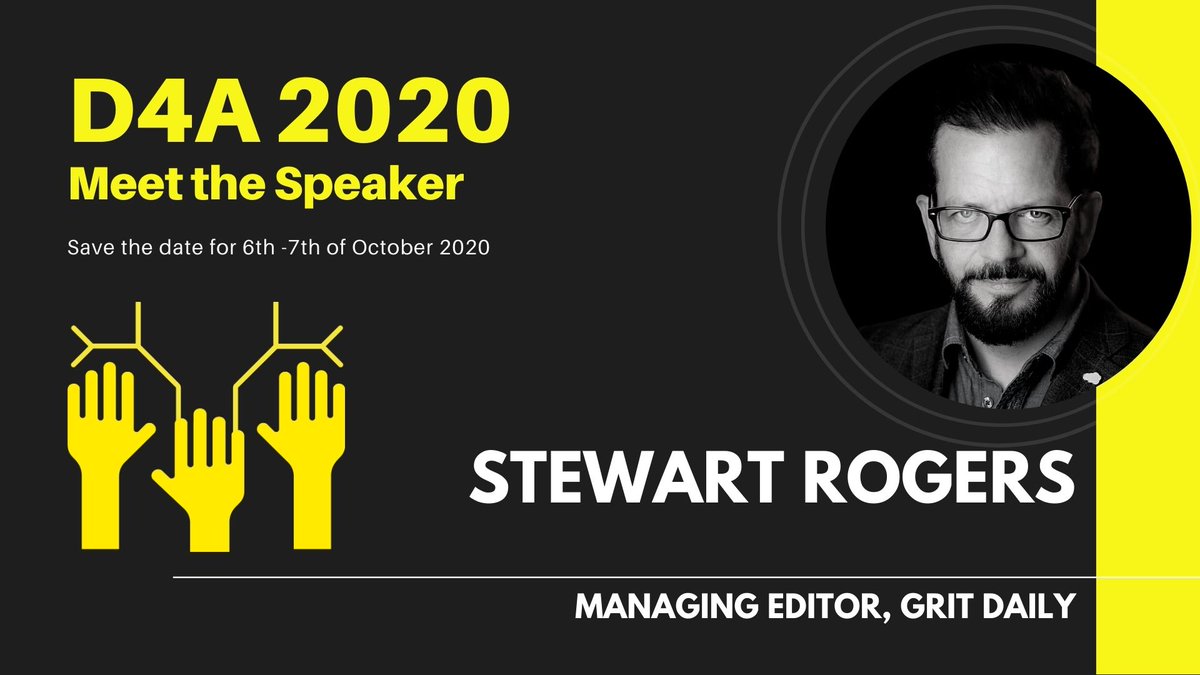 We can't be more excited to announce our next speaker - Stewart Rogers - Managing Editor at Grit Daily and co-founder of Badass Empire!
Register at d4a.io
#blockchain #democracy4all #d4a2020 #conference2020 #speaker #innovation #technology #marketing #networking