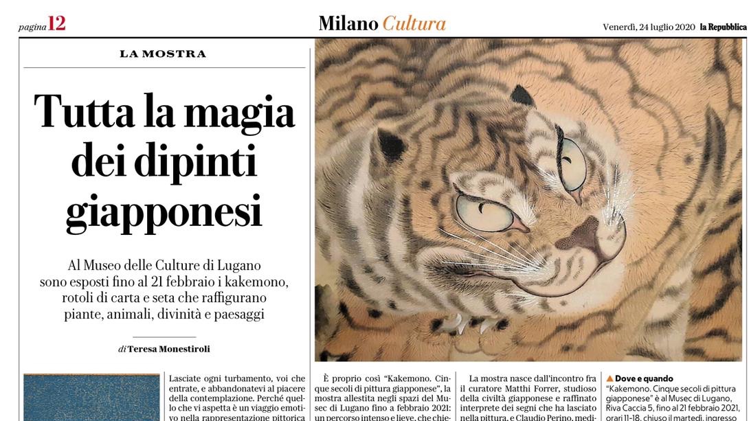 ClpMilano's tweet photo. #CLPress | Una pioggia di... #kakemono! 🌧️Cinque secoli di pittura giapponese al @MusecLugano su @repubblica e in prima pagina sul @Corriere 🇯🇵🇯🇵 

#CLPower @adagiourbano https://t.co/8zexVy6Uzn