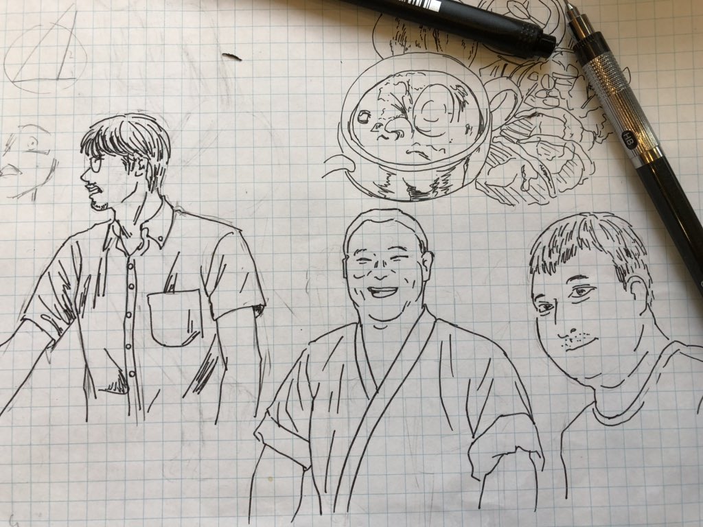 おっさんの絵の練習。フリーペーパーにあった顔写真元に。 