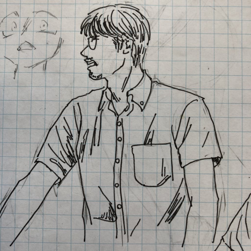 おっさんの絵の練習。フリーペーパーにあった顔写真元に。 