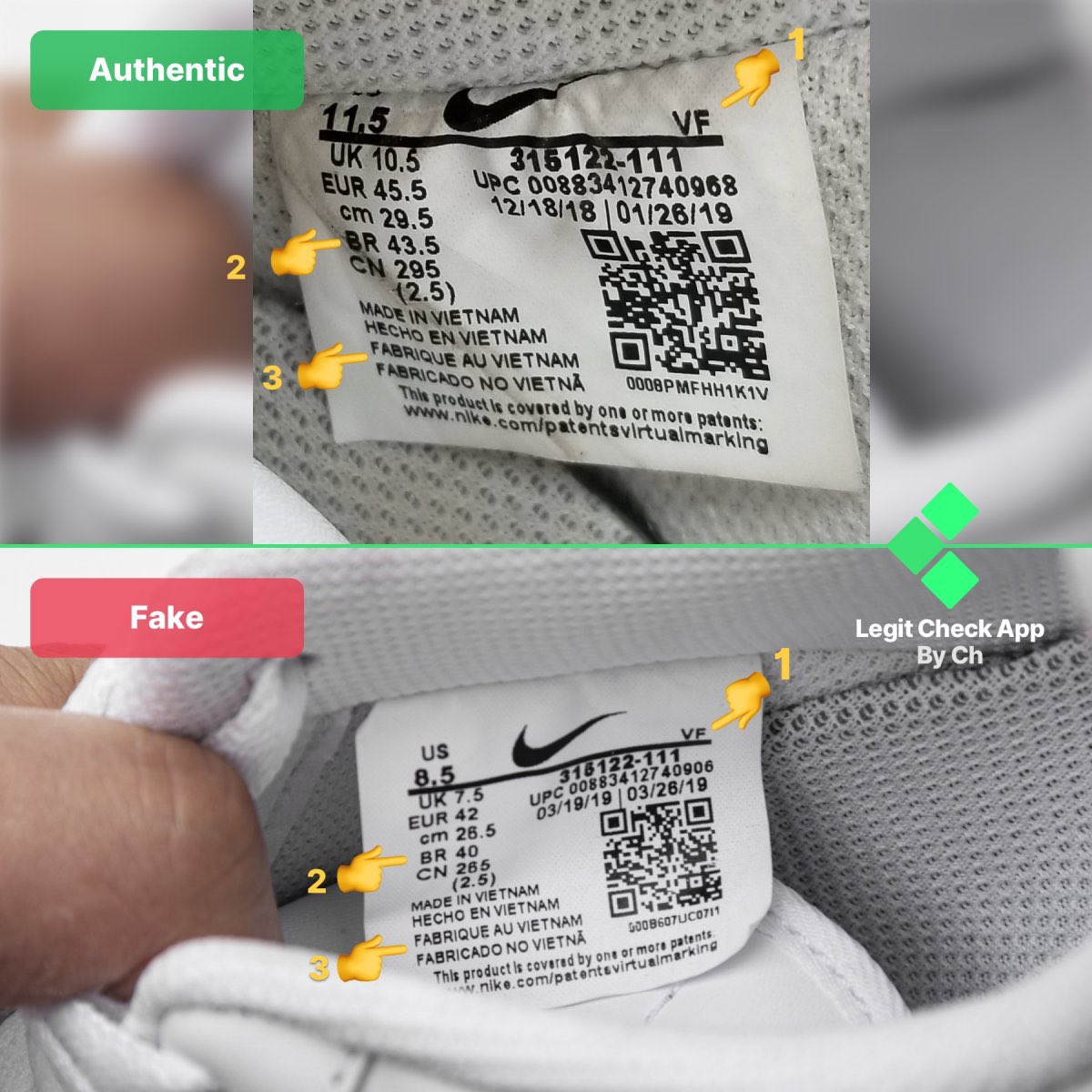 air force 1 size tag