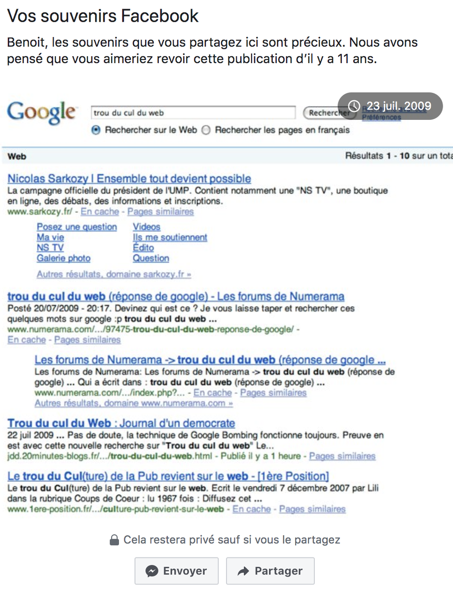 bmercusot's tweet photo. On savait rire en 2009 😅 #GoogleBomb #SEO https://t.co/wT7jC77327