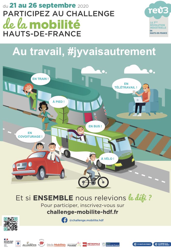 Participez au Challenge de la Mobilité Hauts-de France “Au travail, j’y vais autrement” 
Inscrivez votre établissement/entreprise sur le site challenge-mobilite-hdf.fr