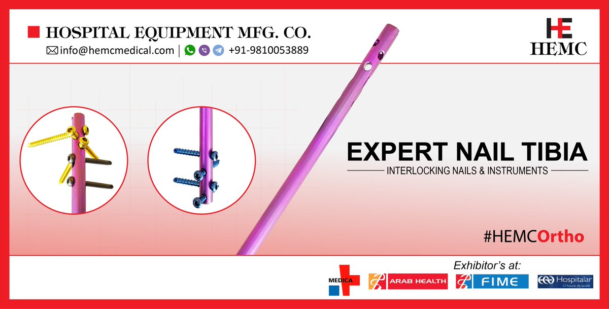 HemcOrtho's tweet image. #HEMCMedical offers a wide range of #InterlockingNails and #InstrumentSets include #ExpertNailTibia, #UniversalFemoralNail, #EndCapForUniversalTibiaNail, #UniversalUnreamedFemoralNail, #ProximalFemurNail, etc. from India. lnkd.in/eav_6fZ
#HEMCOrtho, #HEMCIndia