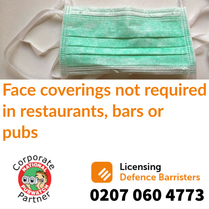 LicBarristers's tweet photo. Face coverings not required in restaurants, bars or #ukpubs | Licensing Defence Barristers 

From today, Wearing of Face Coverings in a Relevant Place Regulations 2020 comes into force mandating the wearing of face coverings in certain places. 

More here: https://t.co/UK5g1T6tIl https://t.co/wUPptyraz3