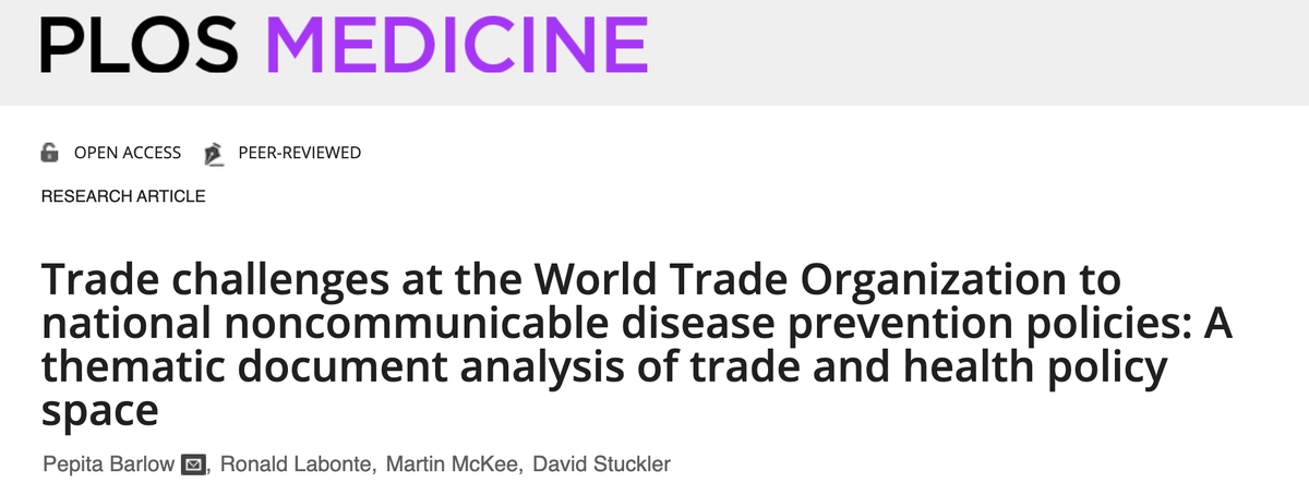 (4/n) How do we know this could happen? US trade lobby has repeatedly opposed obesity policies citing costs they create and trade rules they violate. See eg our analysis of WTO challenges  https://journals.plos.org/plosmedicine/article/related?id=10.1371/journal.pmed.1002590