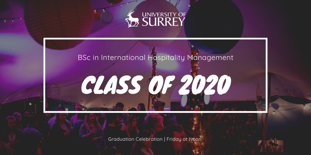 SHTMatSurrey's tweet photo. Looking forward to welcoming our #IHM #graduands to their virtual celebration at Noon - not long now! #IOHclassof2020 #HOSPITALITYClassof2020 #HOSPITALITY2020 #HOSPITALITYatSurrey https://t.co/mDpIsNGIFq