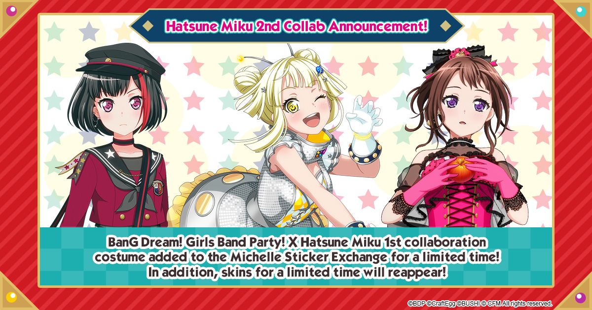 BanG Dream! Girls Band Party! x Hatsune Miku Collaboration to