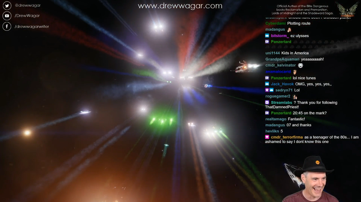 drewwagar's tweet photo. Amazing mass hyperspace jump from the #Zurara deep in the #FormidineRift, heading home. Thanks to all CMDRs who joined the #elitedangerous #loretour2020 - See you all for the next one! #MoarLore is needed :) @elitedangerous @frontierdev https://t.co/Hr70sVjSJH