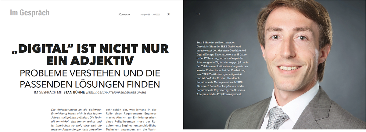SQMagazin's tweet photo. Interview mit Stan Bühne vom @IREBDACH im aktuellen #SQMagazin!
""Digital" ist nicht nur ein Adjektiv. Probleme verstehen und die passenden Lösungen finden."
https://t.co/6MXZV8UaZJ

#digital #digitalisierung #requirementsengineering #softwareentwicklung #softwarequalität https://t.co/XIkEQZDYAA