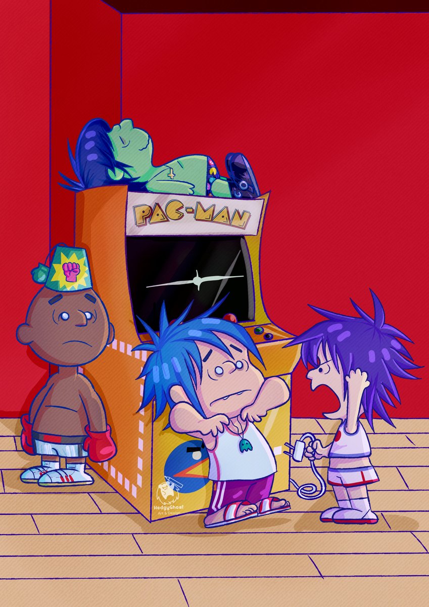 HedgyGhost's tweet photo. #Colored #FanArt Pac-Man- Gorillaz  🟡👻👻👻#Pacman #gorillaz #GorillazPacman #peanutsartstyle #GorillazFanart #2dGorillaz #RusselHobbs  #MurdocNiccals #Noodle #Gorillazband #SongMachine https://t.co/2Qtve1gLh5