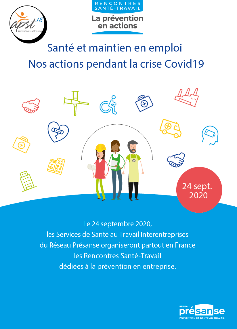 apst_18's tweet photo. 📣 À noter dans vos agendas ! 📆

Initialement prévue le 2 avril 2020, la journée #RencontresSantéTravail se déroulera le 24 septembre 2020.
Les thèmes : « maintien en emploi » &amp; « Nos actions pendant la crise Covid19 » !

#APST18 #SantéTravail #RST2020 #LaPréventionEnActions https://t.co/sXh1RipZyw