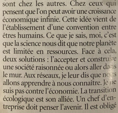 Bon, la fin, c'est plus de la politique et moins de la science (à part "notre planète est limitée en ressources", ça, pour le coup, c'est assez indéniable je crois). Et pour les questions autour de la "croissance infinie dans un monde fini", je laisse ça aux économistes.