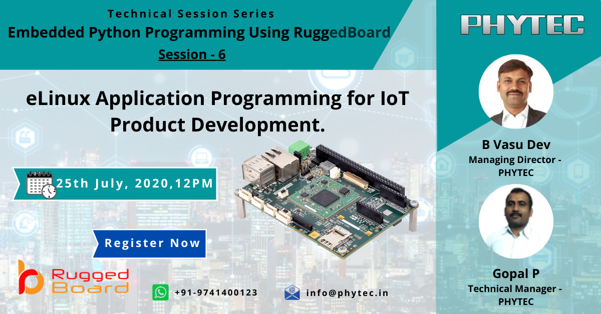 PHYTECEmbedded's tweet image. Webinar Technical Session -06: eLinux Application programming for IoT Product Development
Event Details
Details:- Saturday, 25th July, 2020
Time:- 12:00PM to 1:00PM IST
Click here to Register: phytecembedded.in/technical-sess…
#iotproductdevelopment #elinux ##ruggedboard #cortex