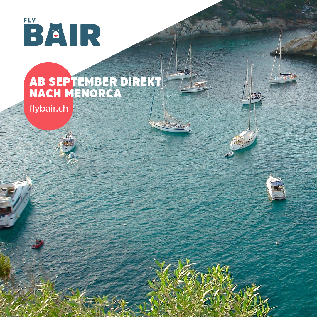Die Südküste Menorcas ist geprägt durch Felswände, Schluchten und Höhlen – und genau dorthin kommst du ab September mit #flyBAIR direkt von Bern. Buche jetzt deinen Flug 👉 flybair.ch