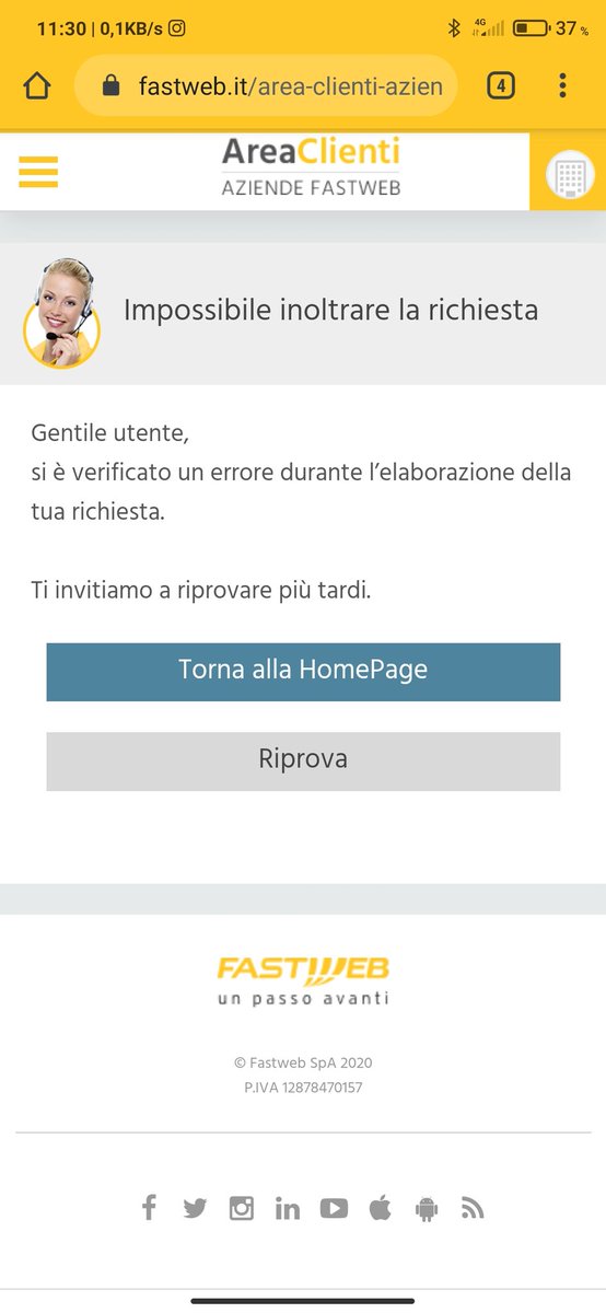batdevis's tweet photo. @FASTWEBHelp come faccio ad aprire una richiesta di supporto per segnalare che il form di supporto è rotto?
Comunque a Limena PD siamo down. https://t.co/zc3Uok2Knz