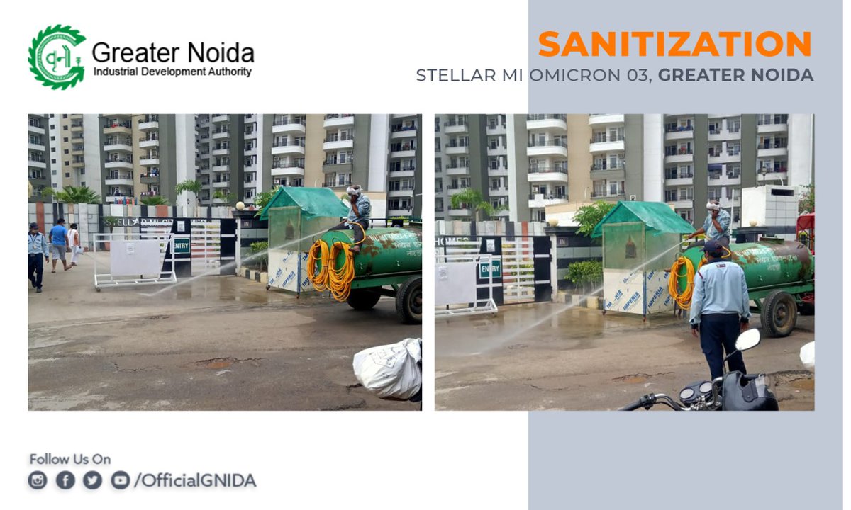 OfficialGNIDA's tweet image. Stellar MI, Omicron-3 was disinfected by the @OfficialGNIDA sanitization team who used #Hypochlorite chemicals mixed in water to kill #COVID19 germs.
Be safe and stay at home. 
#StayHomeSaveLives #StaySafe #Unlock2
#IndiaFightsCorona #GNIDACares