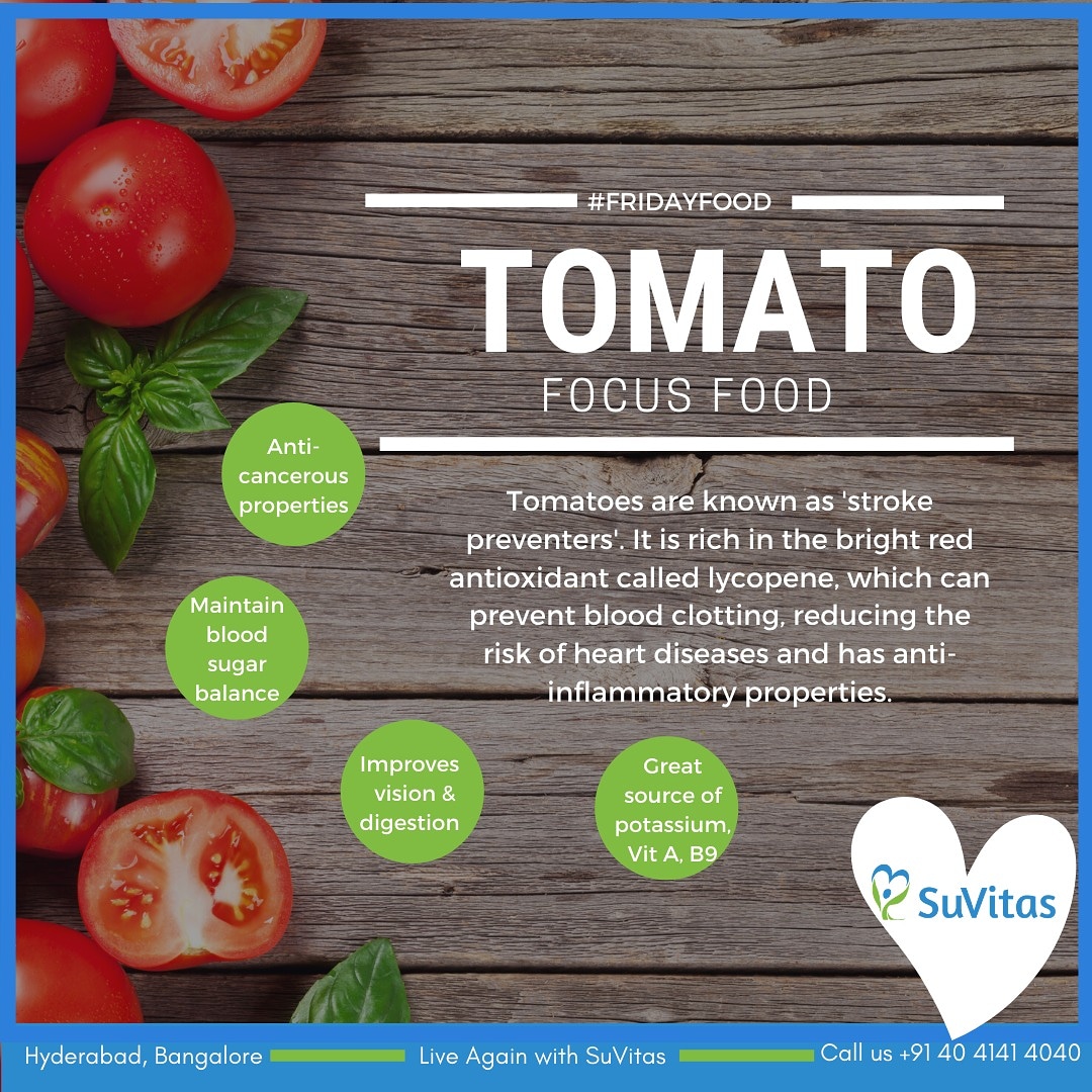 _SuVitas's tweet photo. Tomatoes are nutrient-dense superfoods. Stewed or raw, add them to your sandwiches, salads, curries and soups to get maximum health benefits.
#suvitas #healthcare #health #doctors #nurses #healthbenefits #nutrionist #dietician #fridayfood #focusfood #focusfoods #strokerehab https://t.co/RrVpUx7nYY