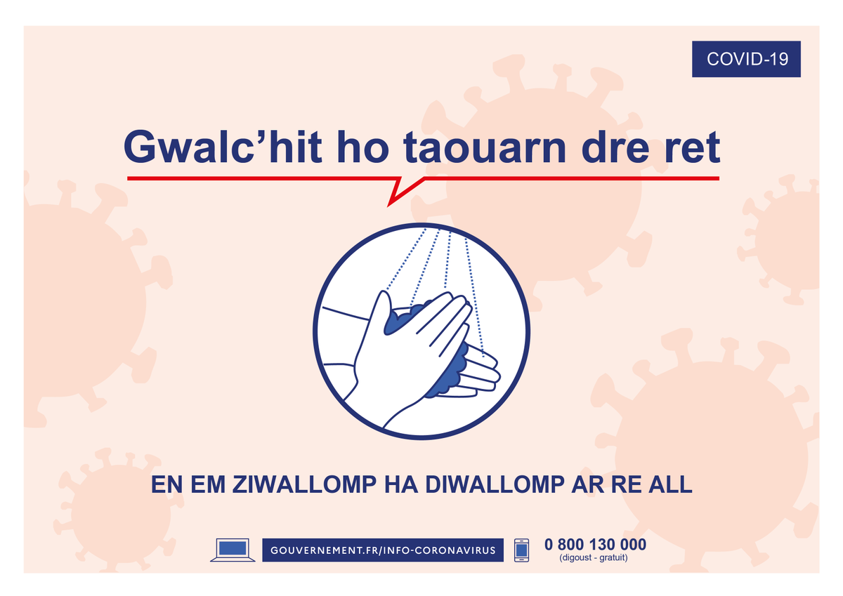 KevreBreizh's tweet photo. 📃😷 #COVID19 ha #JestroùGwarez : Kevre Breizh a laka en ho kerzh skritelloù unyezhek #bzhg ha divyezhek #bzhg #galleg da embann en ho stal pe aozadur, diwar garta c'hrafek Santé Publique France (stummoù pdf ha png).
https://t.co/ex9KJm4h28
@mabrezhoneg @Diwan @DivYezhBreizh https://t.co/eOEkvXYouo