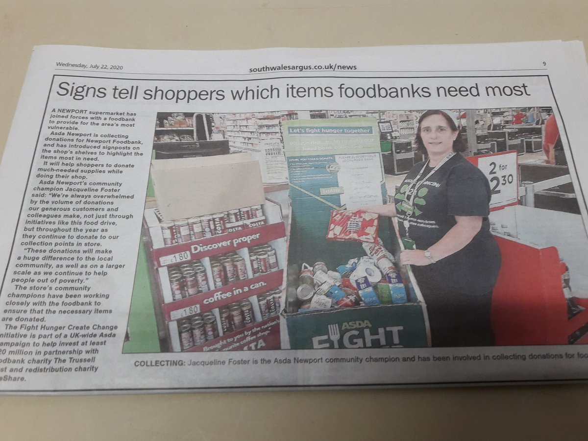 asdanewport's tweet photo. #community #fightfoodhunger #asdanewport #southwalesargus 
The story is to highlight the Fight hunger Create change campaign in #asda https://t.co/OsgUuct363