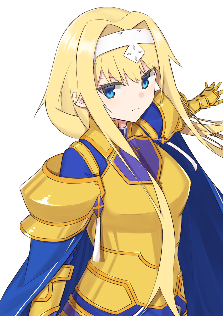 alice zuberg 1girl gold armor blonde hair solo armor blue eyes long hair  illustration images