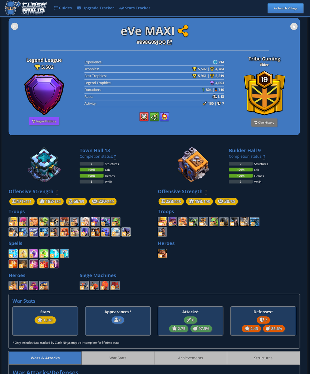 Introducing the Clash Ninja Stats Tracker! Track player and clan