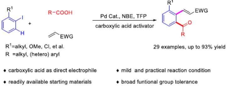 AdvSynthCatal's tweet photo. Just accepted by Feng-Gang Sun and co-authors: #Palladium/#Norbornene‐Catalyzed Sequential ortho‐#Acylation and ipso‐#Alkenylation with Carboxylic #Acid: Access to #Polysubstituted Aryl #Ketones https://t.co/5F7ZhVkbOI https://t.co/LKkyMYiVRO