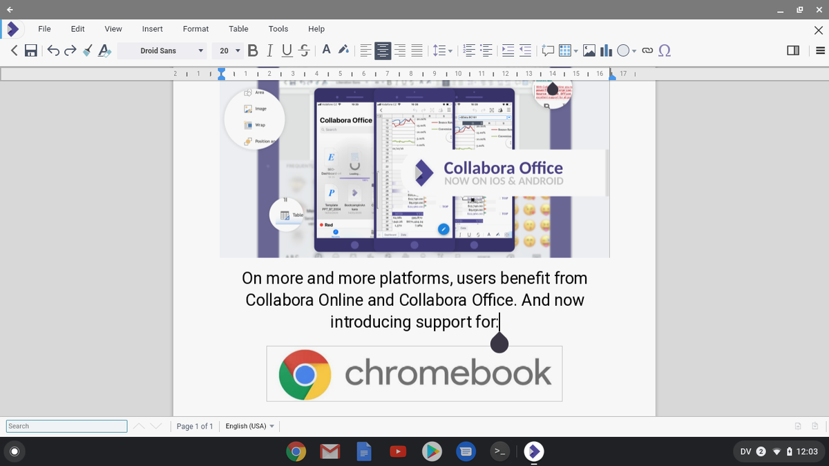 Announcing Collabora Office for Chromebook!

Looking for a richly featured office app for your Chromebook, that lets you store files directly in a private storage?
Get Collabora Office now 🌞

collaboraoffice.com/press-releases…