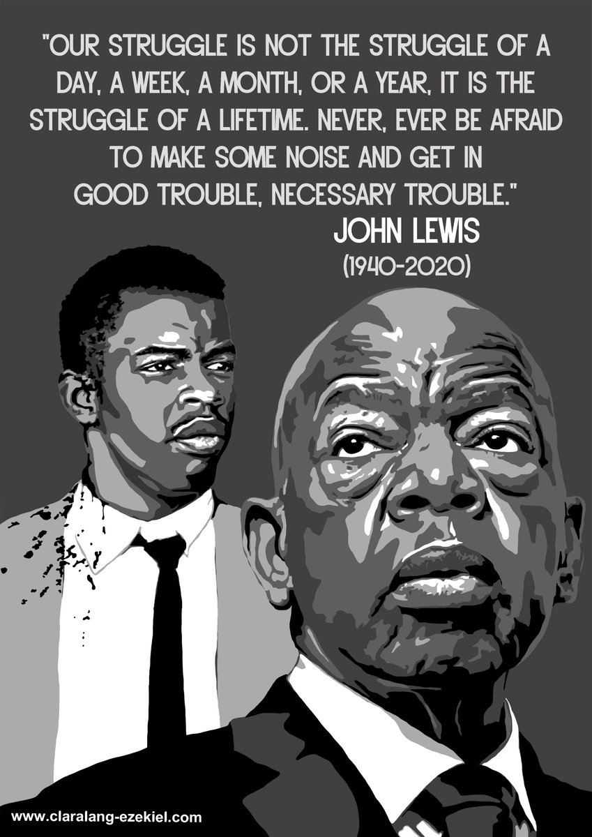 CLangEzekiel's tweet photo. RIP #JohnLewis, I created this portrait for the Veterans of the Civil Rights Movement memorial page (https://t.co/ag7JUuKKb1), but I wasn't on twitter at the time.
This and the rest of my #BlackLivesMatter artwork are downloadable for free via my website. Go get in #Goodtrouble ! https://t.co/G06YWDtrw7
