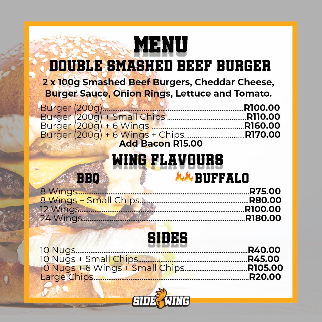 SideWing17's tweet photo. We are open until 19:00.

Please use the order template when ordering. 

No pre orders or delivery unfortunately. https://t.co/gQA7wDEXAx